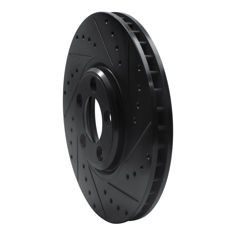 Jaguar Vanden Plas Brake Rotor (1) - Front Right - R1 Concepts - Drilled & Slotted - Black - `03-`05